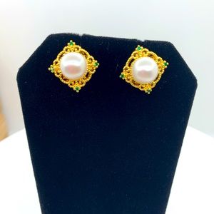 14K Plated Fresh Water Natural Pearl Earrings